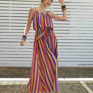 Stunning rainbow bright multicolor statement dress